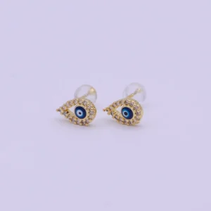 14K Gold Filled Evil Eye Micro Paved Cz Teardrop Earrings