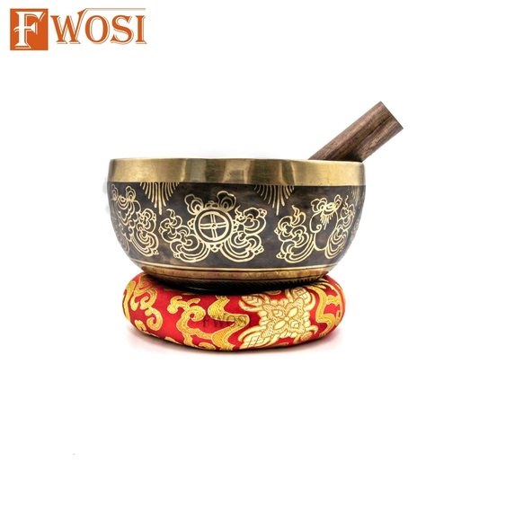 7.5 Inch Skull Hand Carving Tibetan Singing Bowl Mallet & Cushion | Antique Mindfulness Bell Sound Bowl | Meditation Bowl | Self-Care Gift - Image 3