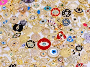 Bulk Gold Evil Eye Charm Bracelet Necklace Charm Bar Supply