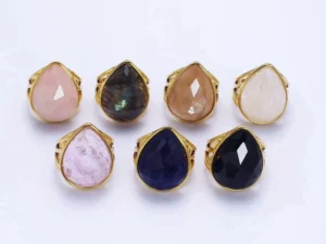 Colorful Teardrop Gemstone Ring Y446 ~Y451, Y459, Y480, Y481