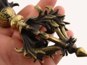 Dharmaobjects Tibetan Buddhist Brass (Vajra) Thunderbolt Nine Spokes Dorjee / Dorji (6.5 Inches)