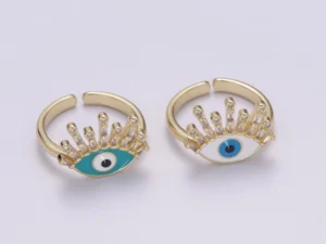 Evil Eye Ring, 14K Gold Filled Eye Ring, Evil Eye Zircons Ring, Cz Eye Blue Ring, Good Luck Ring Amulet Statement Stackable u-170