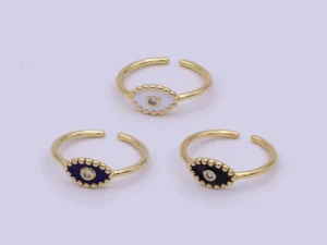 Minimalist 24K Gold Filled Beaded Evil Eye with Crystal Zirc