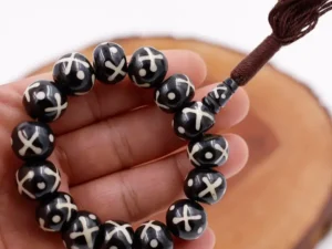 Tibetan Bone 14 Beads Wrist Mala Cross Dot Yoga Bracelet