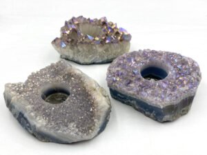 Amethyst Cluster Angel Aura Candle Holder