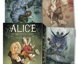 Alice in Wonderland Oracle Deck featuring artwork by Paolo Barbieri, reimagining Alice as a teenager with iconic characters like the Cheshire Cat, Red Queen, and Mad Hatter, offering inspiration and spiritual guidance through stunning fantasy illustrations.