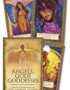 Angels, Gods, Goddesses Oracle Deck featuring 45 beautifully illustrated cards offering divine wisdom, healing energy, and uplifting guidance to empower self-love, personal growth, and spiritual transformation.