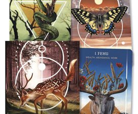 Animal Guide Rune Cards Deck featuring 25 beautifully illustrated cards combining animal symbolism and ancient Norse runes, offering spiritual guidance and wisdom for self-discovery, relationships, health, and career.