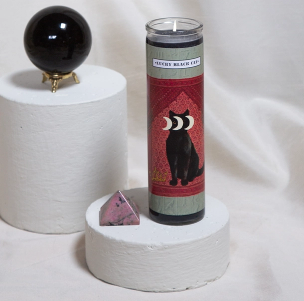 Lucky Black Cat Ritual Altar Candle - Image 2