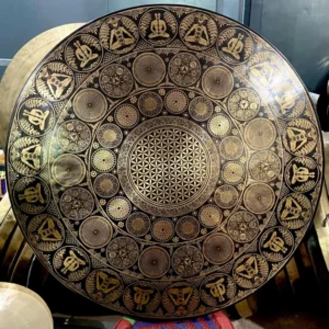 100cm Tibetan Gong with Flower of Life & Geometric Symbols