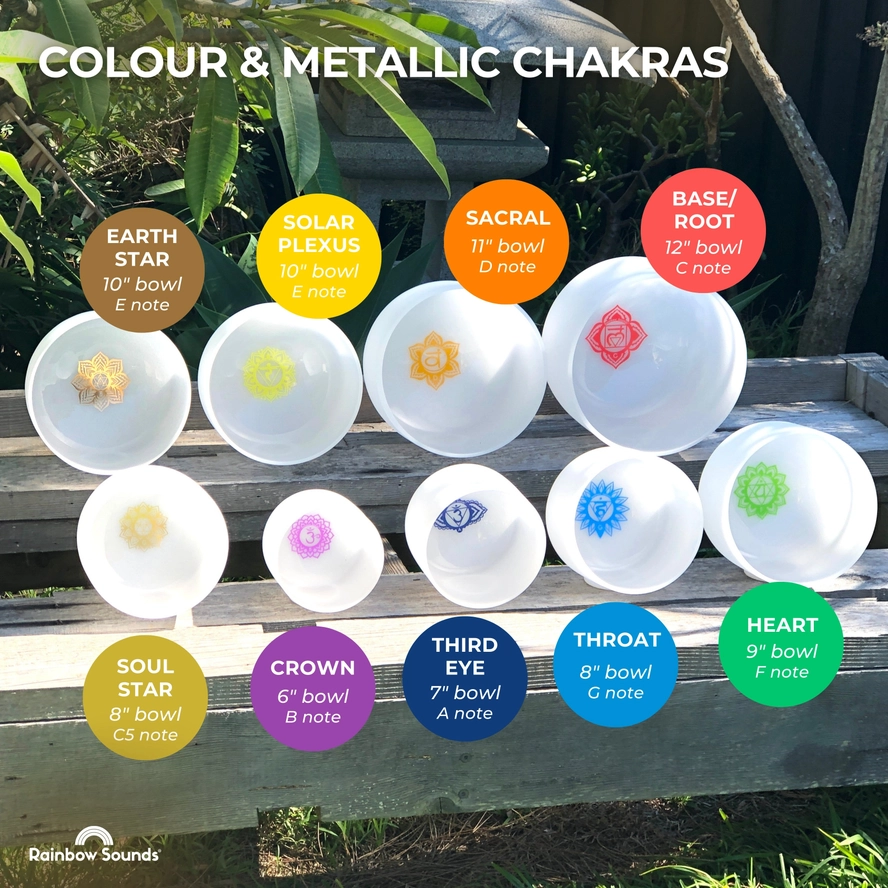 Set of 9 White Crystal Singing Bowls with Beige Carry Bags | Quartz Sound Healing Meditation Bowl Set - Image 8