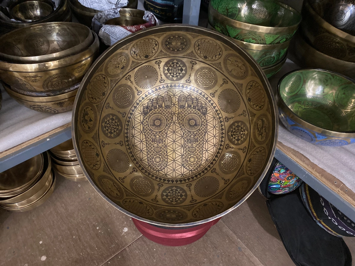 Handmade Therapy Bowl with Symbols & Flower of Life - Image 4
