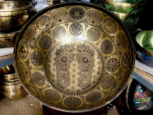 Handmade Therapy Bowl with Symbols & Flower of Life