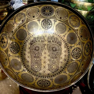 Handmade Therapy Bowl with Symbols & Flower of Life