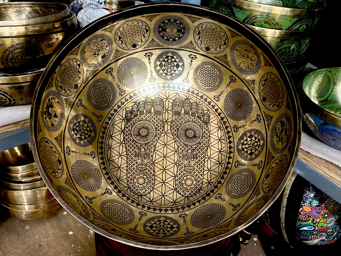 Handmade Therapy Bowl with Symbols & Flower of Life