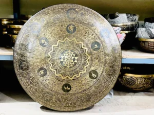 Handcrafted Gong Bell with Shree Yantra & Mantra Embroidery