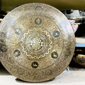 Handcrafted Gong Bell with Shree Yantra & Mantra Embroidery