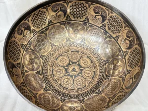 24" Tibetan Singing Bowl with Standing Feet and Symbols