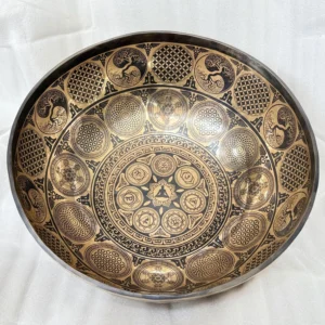 24" Tibetan Singing Bowl with Standing Feet and Symbols