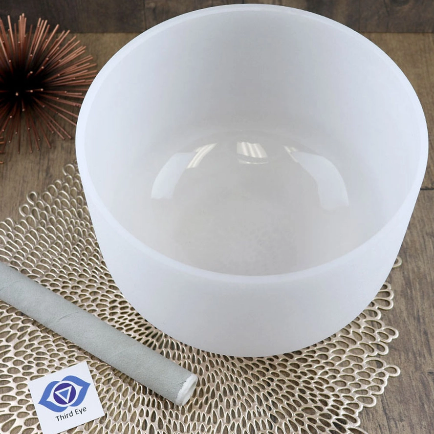 Third Eye Chakra Frosted Quartz Crystal Singing Bowl | Quartz Sound Healing Meditation Bowl 8 " - Image 4