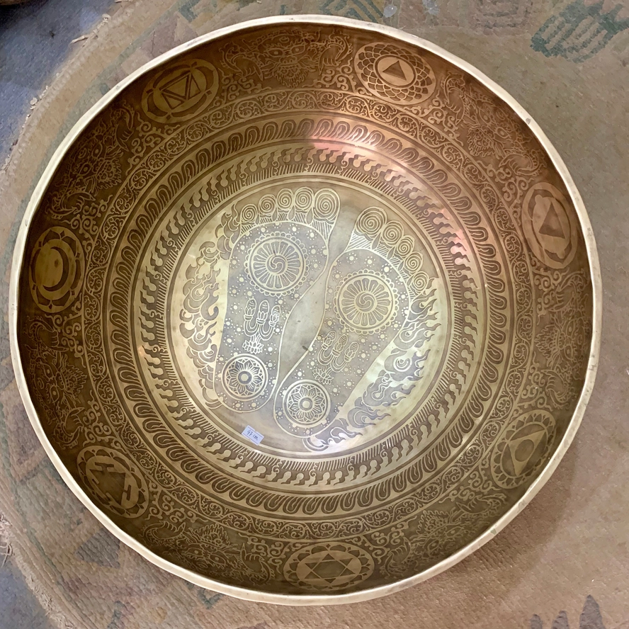 12" Buddha Feet Singing Bowl with 8 Lucky Symbols