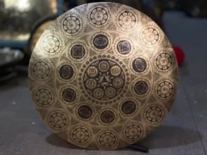 16"-26" Tibetan Flat Gong with Mantras & Symbols, Zen