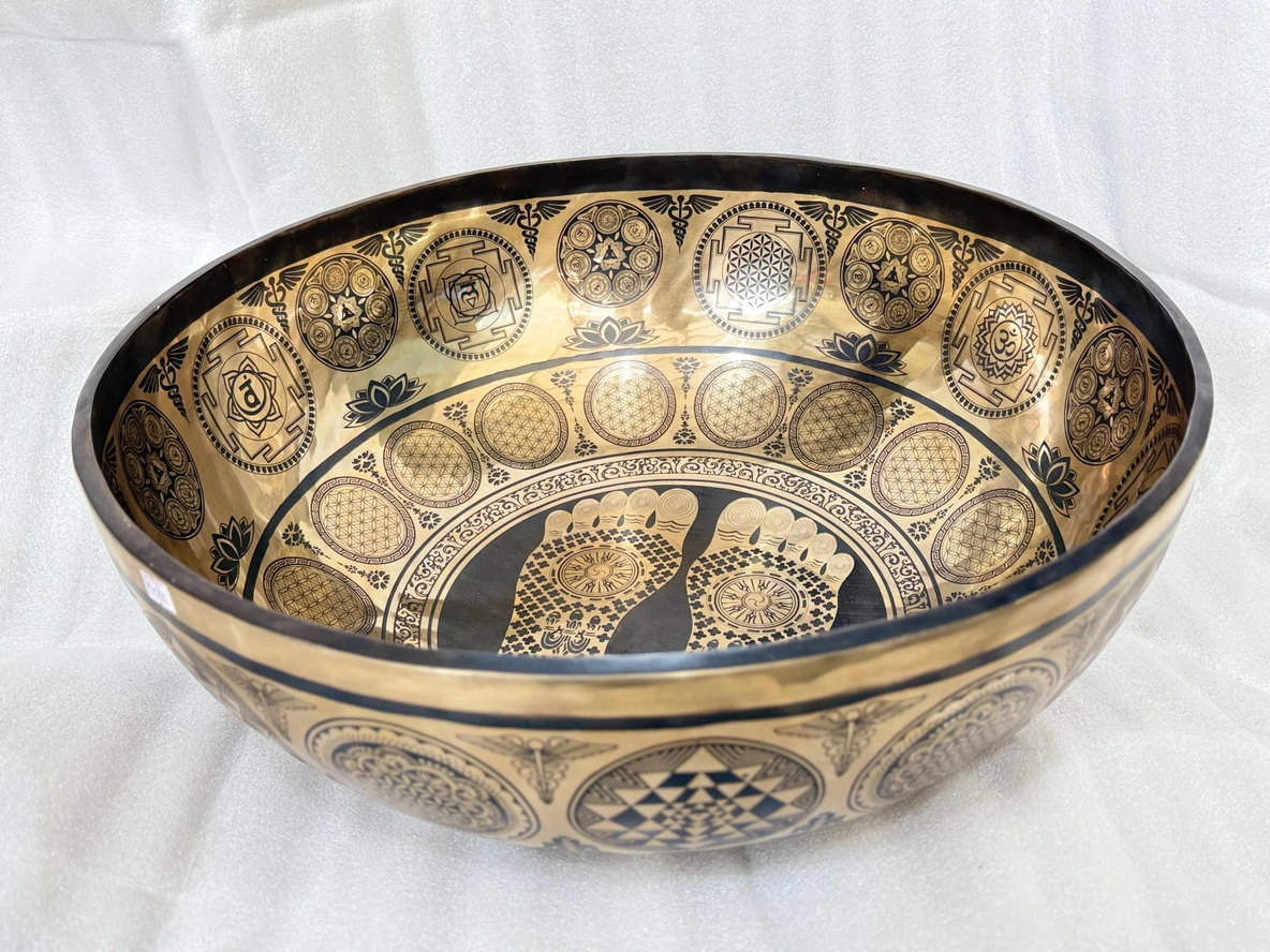 21" Standing Feet Therapy Bowl with Auspicious Symbols - Image 6