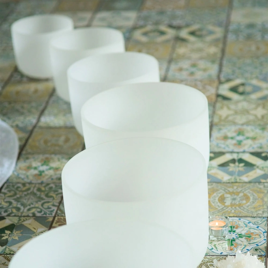 11" Frosted White Crystal Singing Bowl | Quartz Sound Healing Meditation Bowl Note B - Image 3