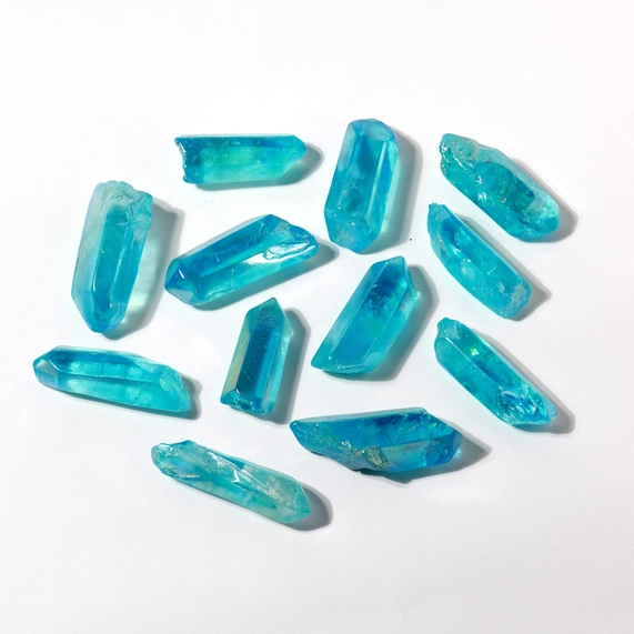 Aqua Aura Crystal Quartz Points - 12 Pcs
