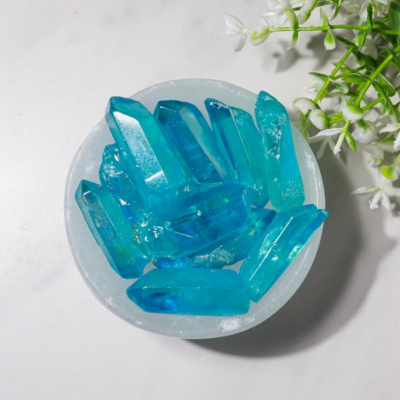Aqua Aura Crystal Quartz Points - 12 Pcs - Image 2