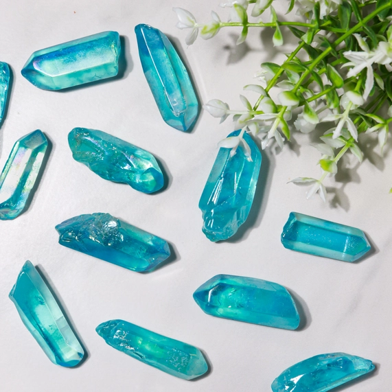 Aqua Aura Crystal Quartz Points - 12 Pcs - Image 3