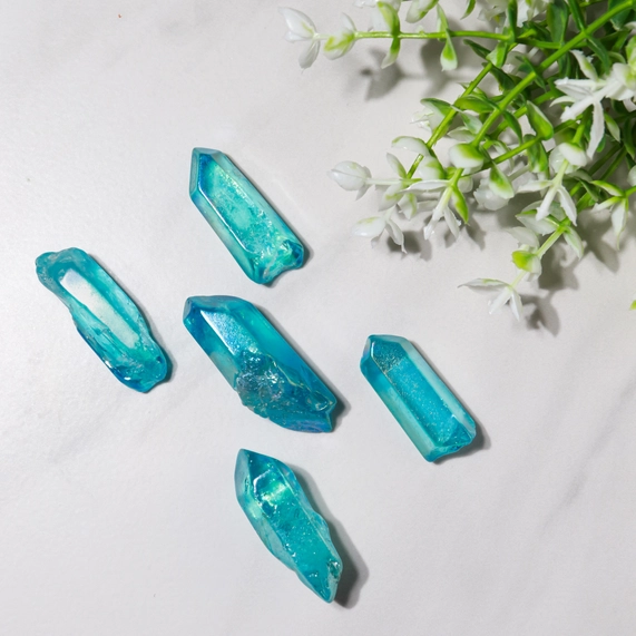 Aqua Aura Crystal Quartz Points - 12 Pcs - Image 6