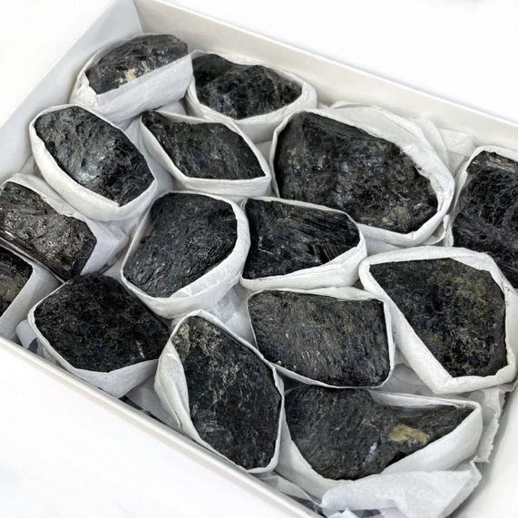 Raw Black Tourmaline Crystal Cluster Box