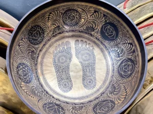 Buddha Feet Carved Tibetan Singing Bowl For Chakra Healing