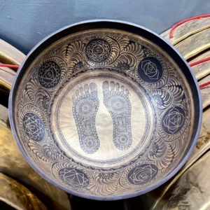 Buddha Feet Carved Tibetan Singing Bowl For Chakra Healing