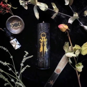 Black Beeswax Ritual Pillar Candle