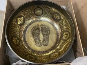 Extra Large Buddha Foot Carved Healing Singing Bowl