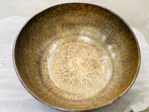 Extra Large Singing Bowl: Flower of Life Etched Tibetan Healing Bowl