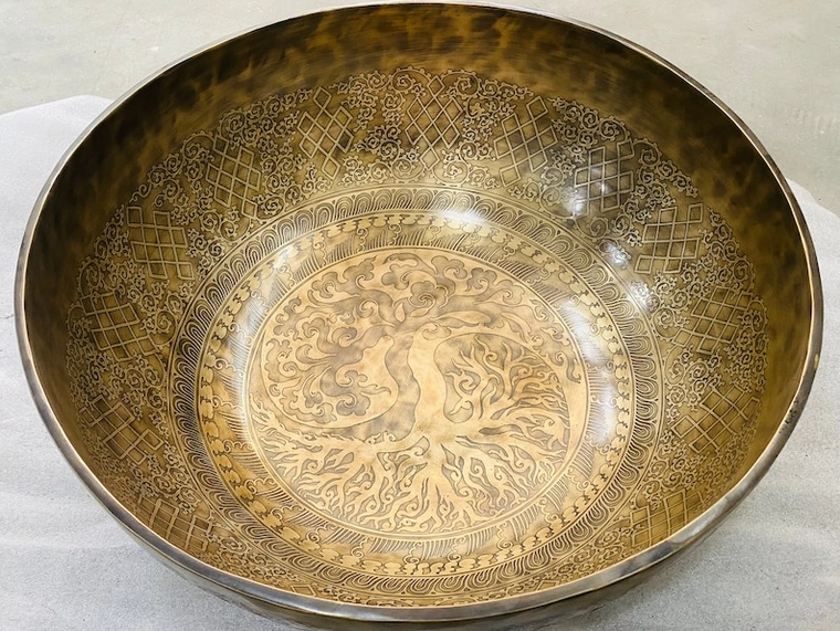 Extra Large Singing Bowl: Flower of Life Etched Tibetan Healing Bowl - Image 4