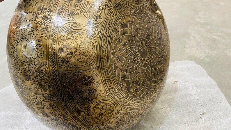 Extra Large Singing Bowl: Flower of Life Etched Tibetan Healing Bowl - Image 6