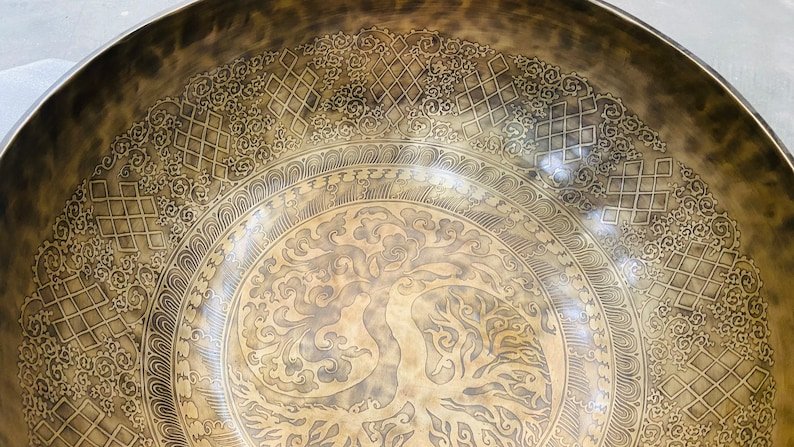 Extra Large Singing Bowl: Flower of Life Etched Tibetan Healing Bowl - Image 7
