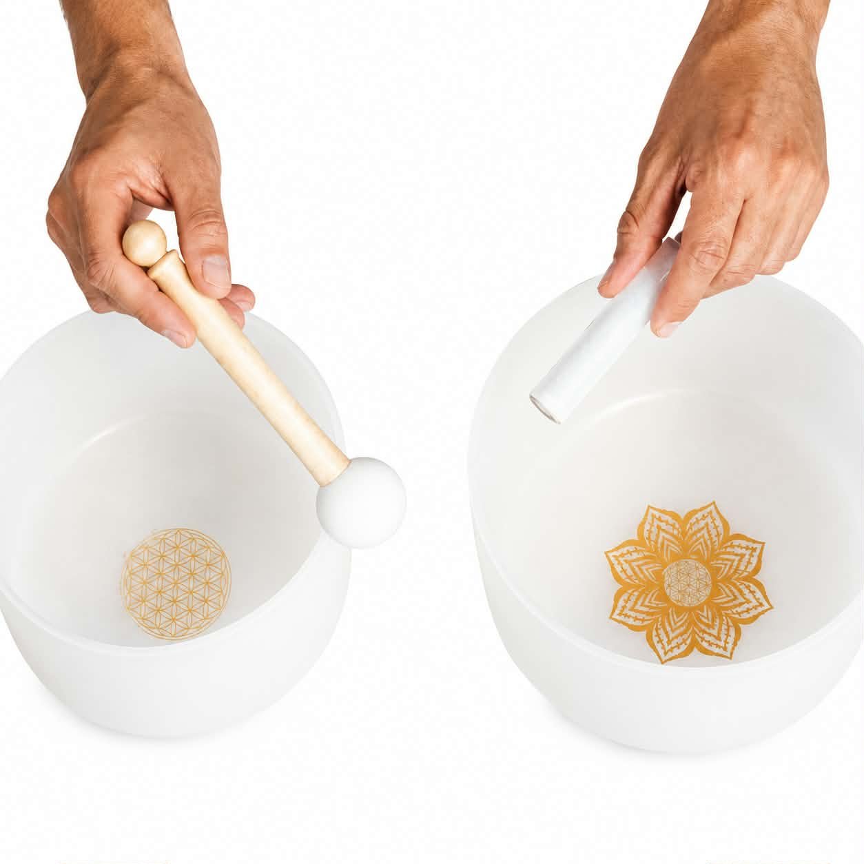 Frosted White Crystal Singing Bowl | Quartz Sound Healing Meditation Bowl
