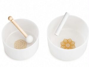 Frosted White Crystal Singing Bowl | Quartz Sound Healing Meditation Bowl