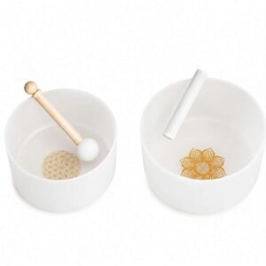 Earth & Soul Stars︱Set of 2 Crystal Singing Bowls in Beige Bag