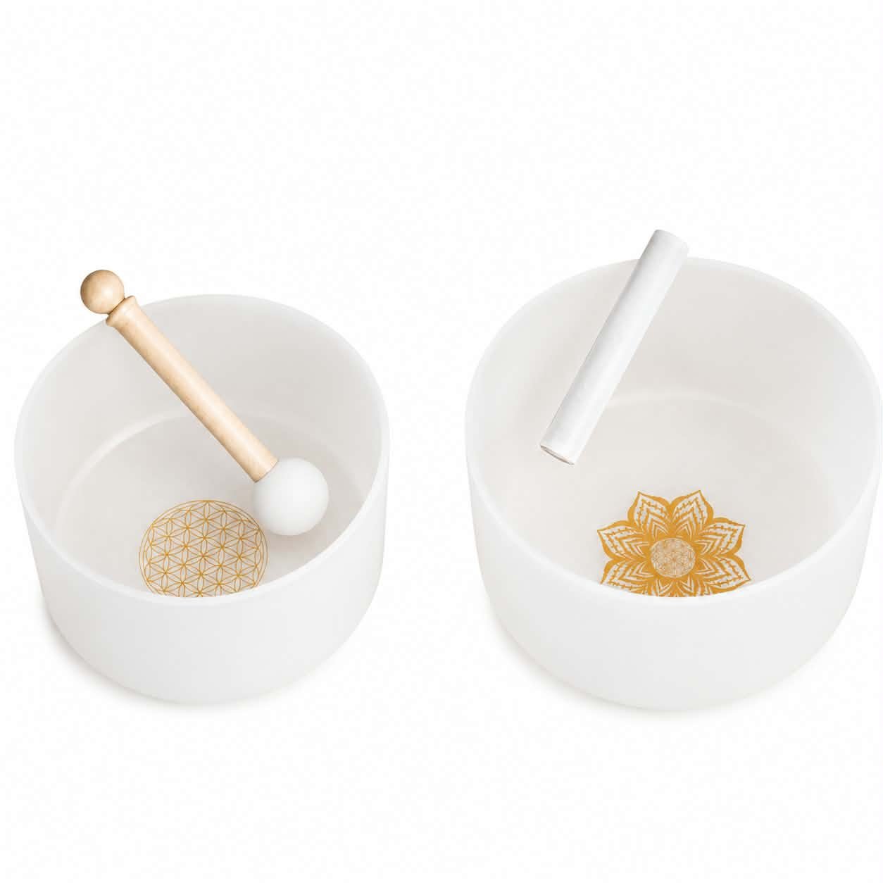 Frosted White Crystal Singing Bowl | Quartz Sound Healing Meditation Bowl