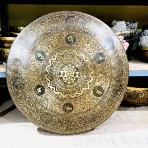 Handcrafted Gong Bell with Shree Yantra & Mantra Embroidery