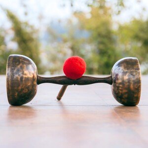 Handmade Double Chalice Singing Bowl: 7-Metal Chakra Healing - C & F Notes
