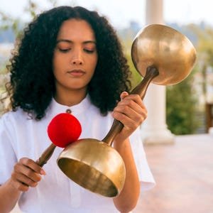 Handmade Double Chalice Singing Bowl Set: C/F & D/E Notes, Sound Healing Meditation Reiki - Image 5