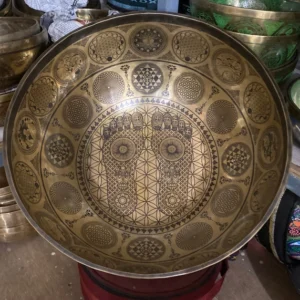 Handmade Therapy Bowl with Symbols & Flower of Life