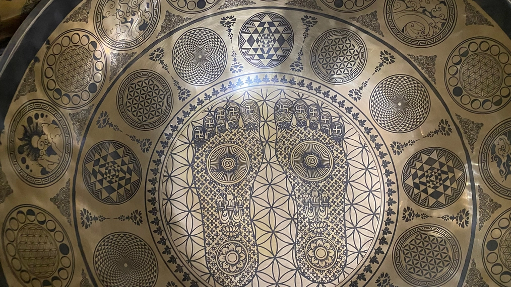 Handmade Therapy Bowl with Symbols & Flower of Life - Image 2